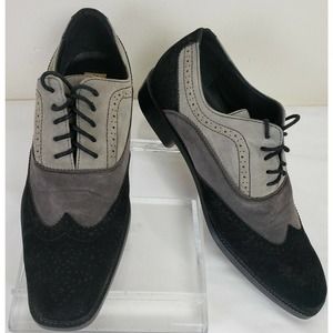 Antonio Cerrelli Mens Boys Shoe Size 8.5 Wing Tip Black Gray Suede Lace Oxford